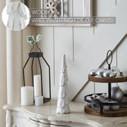 Distressed White Wooden Cone Tree Small 12x3x3