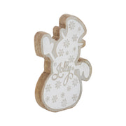 White Washed Jolly Natural Wooden Snowman 8x6x1