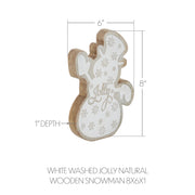 White Washed Jolly Natural Wooden Snowman 8x6x1