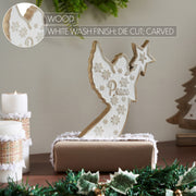 White Washed Peace Natural Wooden Angel 8x5.25x1