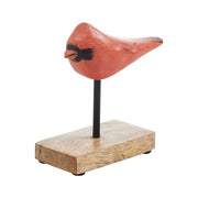 In Flight Natural Wooden Cardinal on Metal Stand 5x5x2