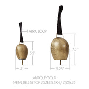 Antique Gold Metal Bell Set of 2 - 5.5/7.5 inch
