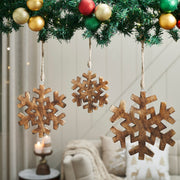 Distressed Dark Wooden Snowflake Ornament Set of 3 - 5.75/7.75/9.75 inch
