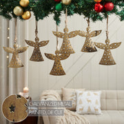 Antique Gold Metal Angel Ornament Set of 6 - 6.5 inch