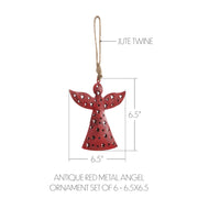 Antique Red Metal Angel Ornament Set of 6 - 6.5 inch