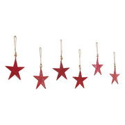Antique Red Metal Star Ornament Set of 6 - 6 inch