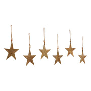 Antique Gold Metal Star Ornament Set of 6 - 6 inch