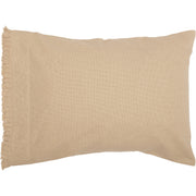 Burlap Vintage Standard Pillow Case w/ Fringed Ruffle Set 21x30 Bundle (2-Pillow Case Sets)