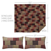 Wyatt King Quilt Set; 1-Quilt 105Wx95L w/2 Shams 21x37 6pc Bundle (Quilt-Shams, Pillow Cases, Bed Skirt)