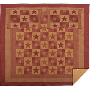 Ninepatch Star California King Quilt Set; 1-Quilt 130Wx115L w/2 Shams 21x37 5pc Bundle (Quilt-Shams, Pillow Cases)