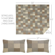 Sawyer Mill Charcoal California King Quilt Set; 1-Quilt 130Wx115L w/2 Shams 21x37 5pc Bundle (Quilt-Shams, Pillow Cases)