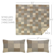 Sawyer Mill Charcoal King Quilt Set; 1-Quilt 105Wx95L w/2 Shams 21x37 5pc Bundle (Quilt-Shams, Pillow Cases)