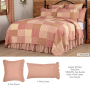 Sawyer Mill Red King Quilt 105Wx95L 5pc Bundle (Quilt, Pillow Cases, Euro Shams)