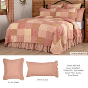Sawyer Mill Red Luxury King Quilt 120Wx105L 5pc Bundle (Quilt, Pillow Cases, Euro Shams)