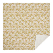 Dorset Gold Floral Queen Quilt 90Wx90L 8pc Bundle (Quilt, Pillow Cases, Euro Shams, Bed Skirt, Shams)