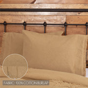 Burlap Natural Fringed Twin Bed Skirt 39x76x16 3pc Bundle (Bed Skirt, Pillow Cases)