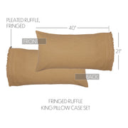 Burlap Natural Ruffled King Bed Skirt 78x80x16 3pc Bundle (Bed Skirt, Pillow Cases)