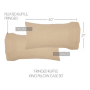 Burlap Vintage Fringed King Bed Skirt 78x80x16 3pc Bundle (Bed Skirt, Pillow Cases)