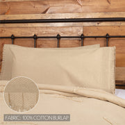 Burlap Vintage Fringed King Bed Skirt 78x80x16 3pc Bundle (Bed Skirt, Pillow Cases)