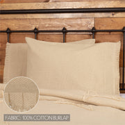 Burlap Vintage Fringed Queen Bed Skirt 60x80x16 3pc Bundle (Bed Skirt, Pillow Cases)