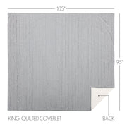 Sawyer Mill Blue Ticking Stripe King Quilt Coverlet 105Wx95L 3pc Bundle (Coverlet, Shams)