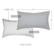 Sawyer Mill Blue Ticking Stripe King Quilt Coverlet 105Wx95L 3pc Bundle (Coverlet, Shams)