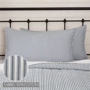 Sawyer Mill Blue Ticking Stripe King Quilt Coverlet 105Wx95L 3pc Bundle (Coverlet, Shams)
