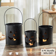 Halloween Plastic Jack O Lantern Buckets Set of 3 Assorted 5 6 7 Pumpkin Pails for Trick or Treat & Party Decor (6 Piece Bundle)