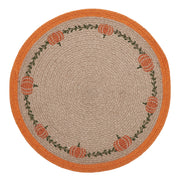 Harvest Blessings Natural Stenciled Pumpkin Placemat, 14 Inch Round Fall Table Decor (6 Piece Bundle)