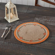 Harvest Blessings Natural Stenciled Pumpkin Placemat, 14 Inch Round Fall Table Decor (6 Piece Bundle)