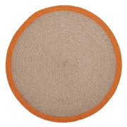 Harvest Blessings Natural Stenciled Pumpkin Placemat, 14 Inch Round Fall Table Decor (6 Piece Bundle)