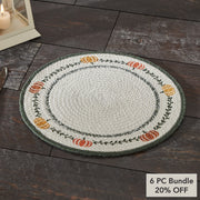 Fall Autumn Pumpkin Stencil Round Placemat 14 Inch Harvest Table Decor (6 Piece Bundle)