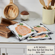 Annie Farmhouse Black Buffalo Check Pumpkin Quilted Cotton Trivet Hot Pad Set of 3 Fall Harvest Kitchen & Table Decor, 8x8 (6 Piece Buy One, Get One Free Bundle)