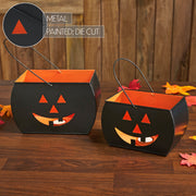 Black Halloween Trick or Treat Tealight Candle Holders Spooky Votive Lanterns Set of 2 for Fall Home Decor (4 Piece Bundle)