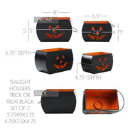 Black Halloween Trick or Treat Tealight Candle Holders Spooky Votive Lanterns Set of 2 for Fall Home Decor (4 Piece Bundle)
