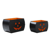 Black Halloween Trick or Treat Tealight Candle Holders Spooky Votive Lanterns Set of 2 for Fall Home Decor (4 Piece Bundle)