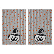 Halloween Fall Kitchen Towel Set, 19x28 Absorbent Cotton Pumpkin & Stripe Dish & Hand Towels 2Pack (4 Piece Bundle)
