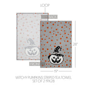 Halloween Fall Kitchen Towel Set, 19x28 Absorbent Cotton Pumpkin & Stripe Dish & Hand Towels 2Pack (4 Piece Bundle)