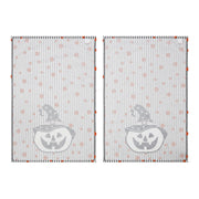Halloween Fall Kitchen Towel Set, 19x28 Absorbent Cotton Pumpkin & Stripe Dish & Hand Towels 2Pack (4 Piece Bundle)