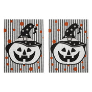 Halloween Fall Kitchen Towel Set, 19x28 Absorbent Cotton Pumpkin & Stripe Dish & Hand Towels 2Pack (4 Piece Bundle)