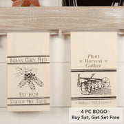 Farmhouse Kitchen Tea Towels Sawyer Mill Charcoal Plow & Corn Rustic Muslin Cotton Dish Towel Set (2), 19x28 (4 Piece Buy One, Get One Free Bundle)
