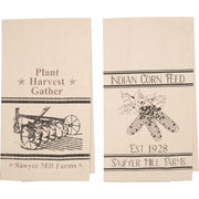 Farmhouse Kitchen Tea Towels Sawyer Mill Charcoal Plow & Corn Rustic Muslin Cotton Dish Towel Set (2), 19x28 (4 Piece Buy One, Get One Free Bundle)