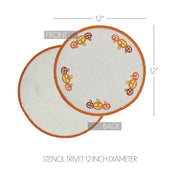 Farmhouse Rustic Halloween Stencil Trivet 12 Inch Country Kitchen Hot Pad & Fall Table Decor (3 Piece Bundle)