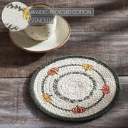 Autumn Harvest Pumpkin Stencil Trivet 8 Inch Round Heat Resistant Farmhouse Kitchen Table Decor (3 Piece Bundle)