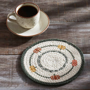 Autumn Harvest Pumpkin Stencil Trivet 8 Inch Round Heat Resistant Farmhouse Kitchen Table Decor (3 Piece Bundle)