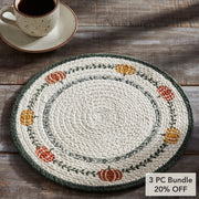 12 Inch Autumn Pumpkin Bounty Stencil Quilted Trivet Fall Harvest Kitchen Hot Pad & Home Decor (3 Piece Bundle)