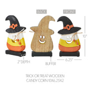Halloween Wooden Candy Corn Tabletop Decor Trick or Treat Fall Seasonal Accent Rustic Holiday Display 10x6.25x2 Inches (3 Piece Bundle)