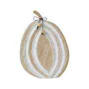 Distressed White Carved Wooden Pumpkin Rustic Farmhouse Fall Autumn Home Decor 12x8.75x1.5 Seasonal Tabletop Accent (2 Piece Bundle)