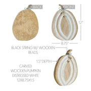 Distressed White Carved Wooden Pumpkin Rustic Farmhouse Fall Autumn Home Decor 12x8.75x1.5 Seasonal Tabletop Accent (2 Piece Bundle)