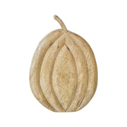 Natural Carved Wooden Pumpkin Fall Farmhouse Tabletop Decor Rustic Solid Wood Autumn Accent 10x7.25x1.5 inches (2 Piece Bundle)